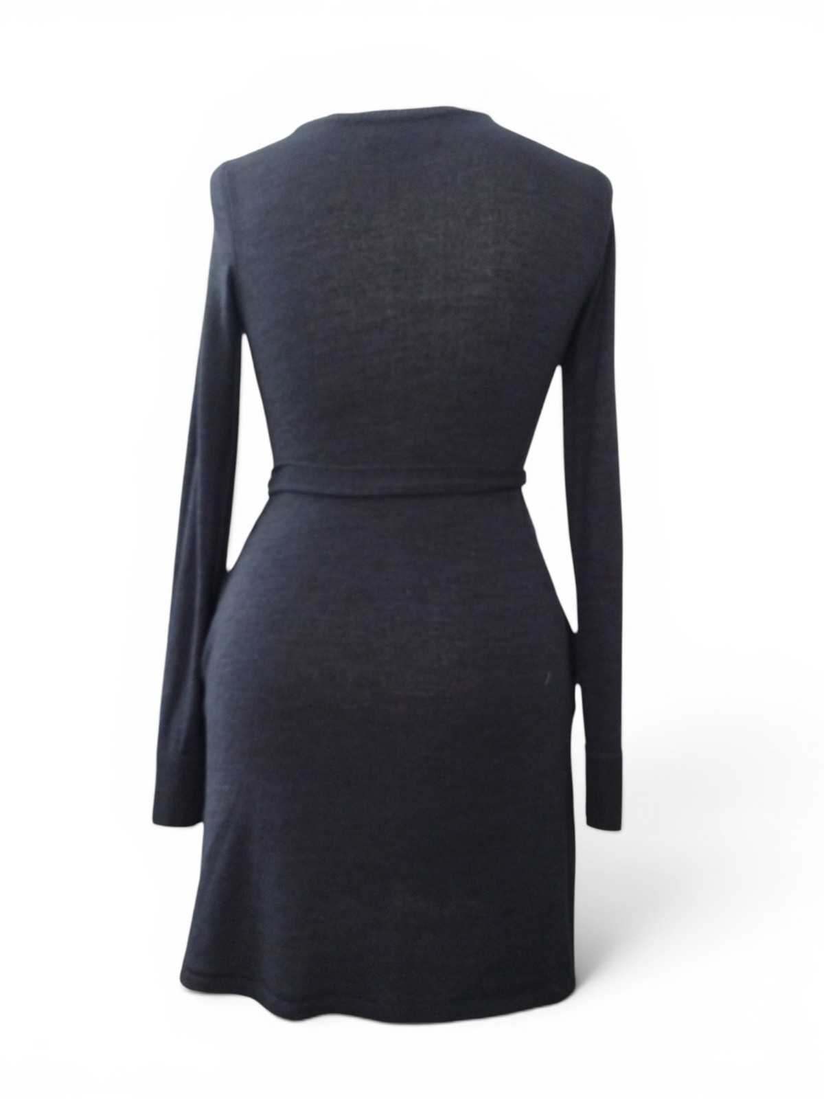 Abercrombie & Fitch Navy Blue Knit Tie-Waist Dress Long Sleeve Pockets…