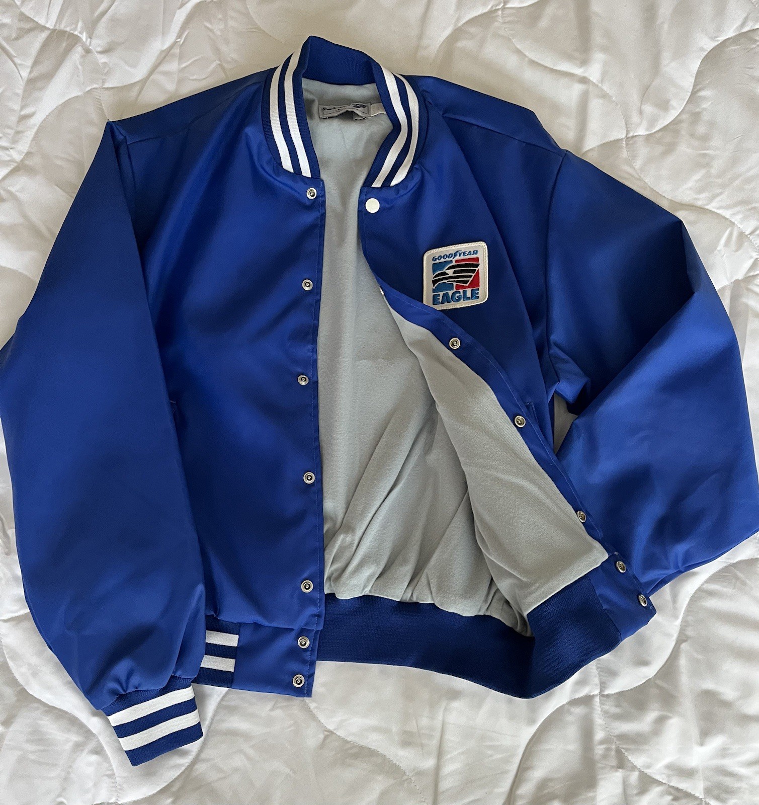 Swingster Goodyear Eagle Blue White Bomber Jacket Men’s Size L Made in USA