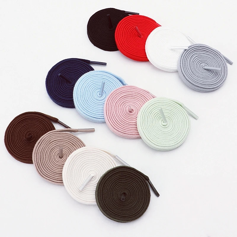 0.8cm Classic Cotton Shoelaces for Sneakers Canva Shoes Solid-Color Flat Laces N