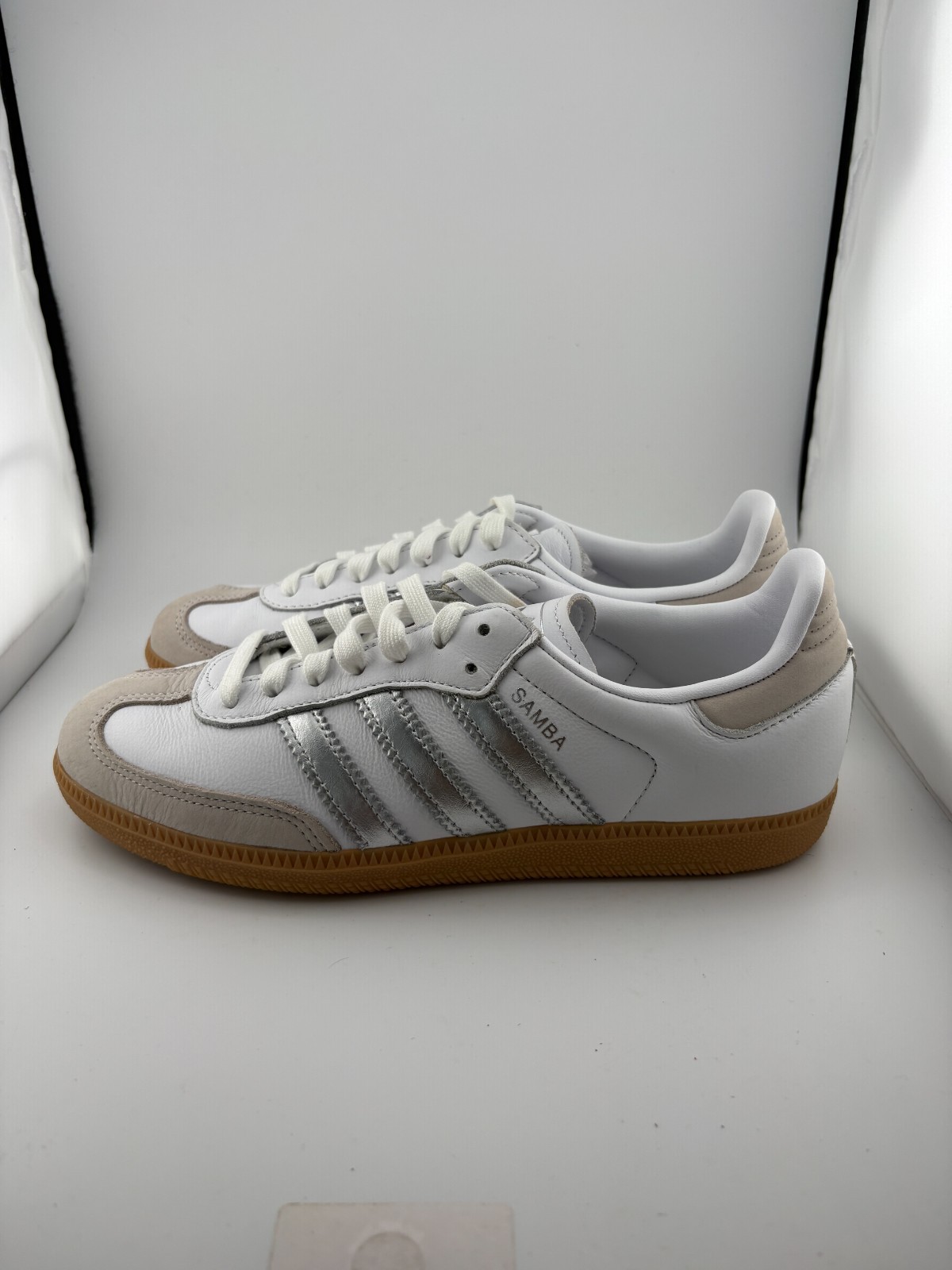 WORN adidas Samba OG White Silver Metallic Grey JI2725 Size 8W NO BOX