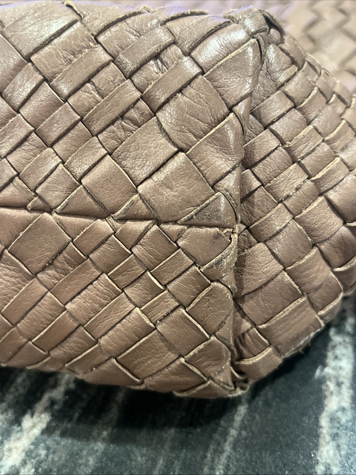 FALOR Italian Genuine Leather Handbag Woven Made in Italy w/ Attached Coin Purse