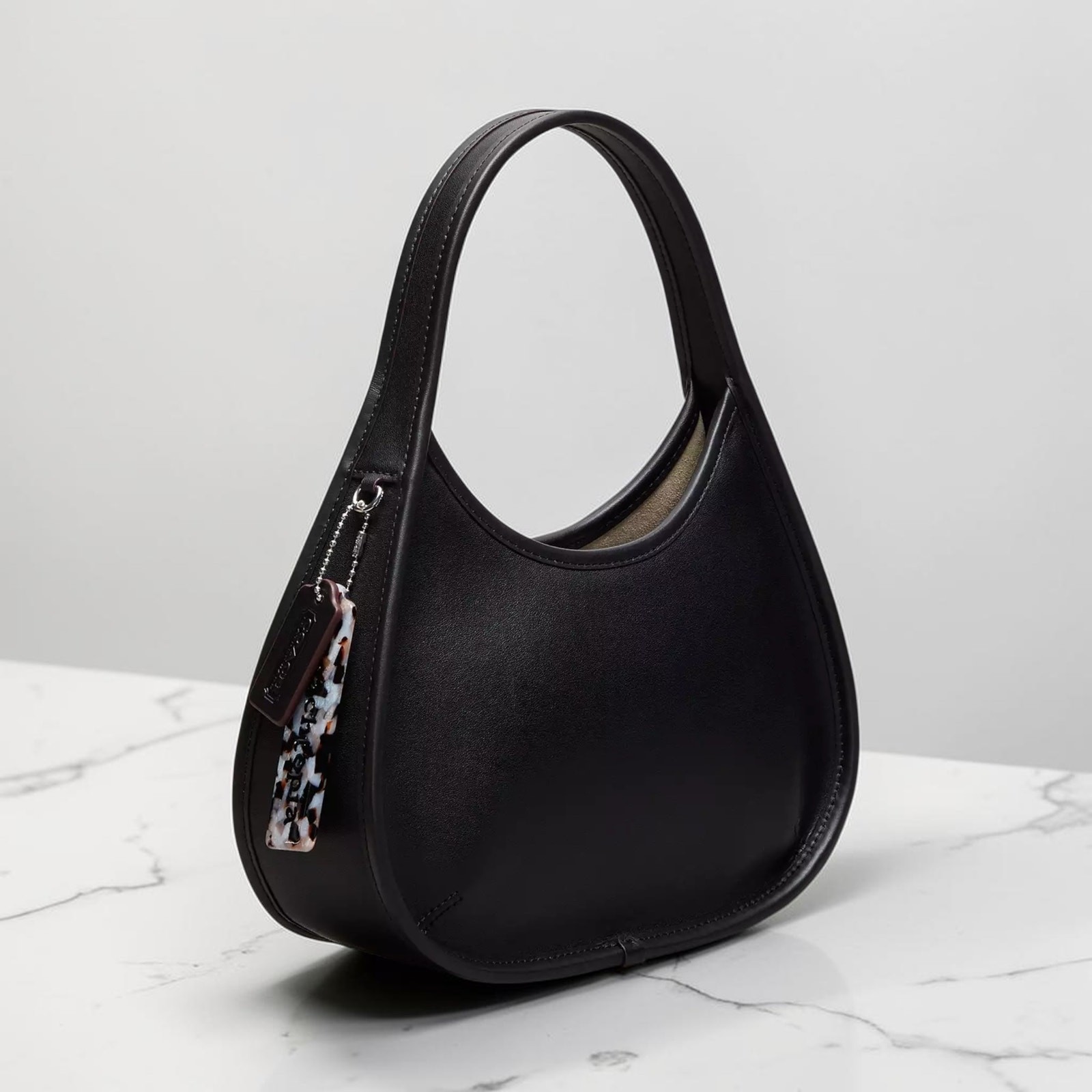 Coach Ergo Bag In Coachtopia Leather With Sleepy Caterpillar in Black CQ827