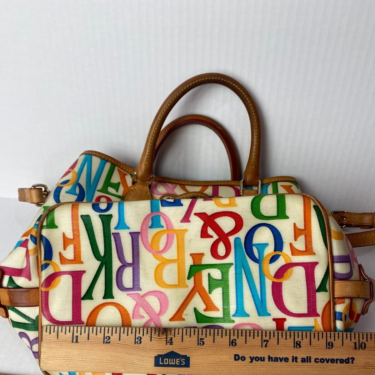 Dooney Bourke Rainbow Logo Monogram Retro GRAFICA Graffiti Leather Satchel Bag
