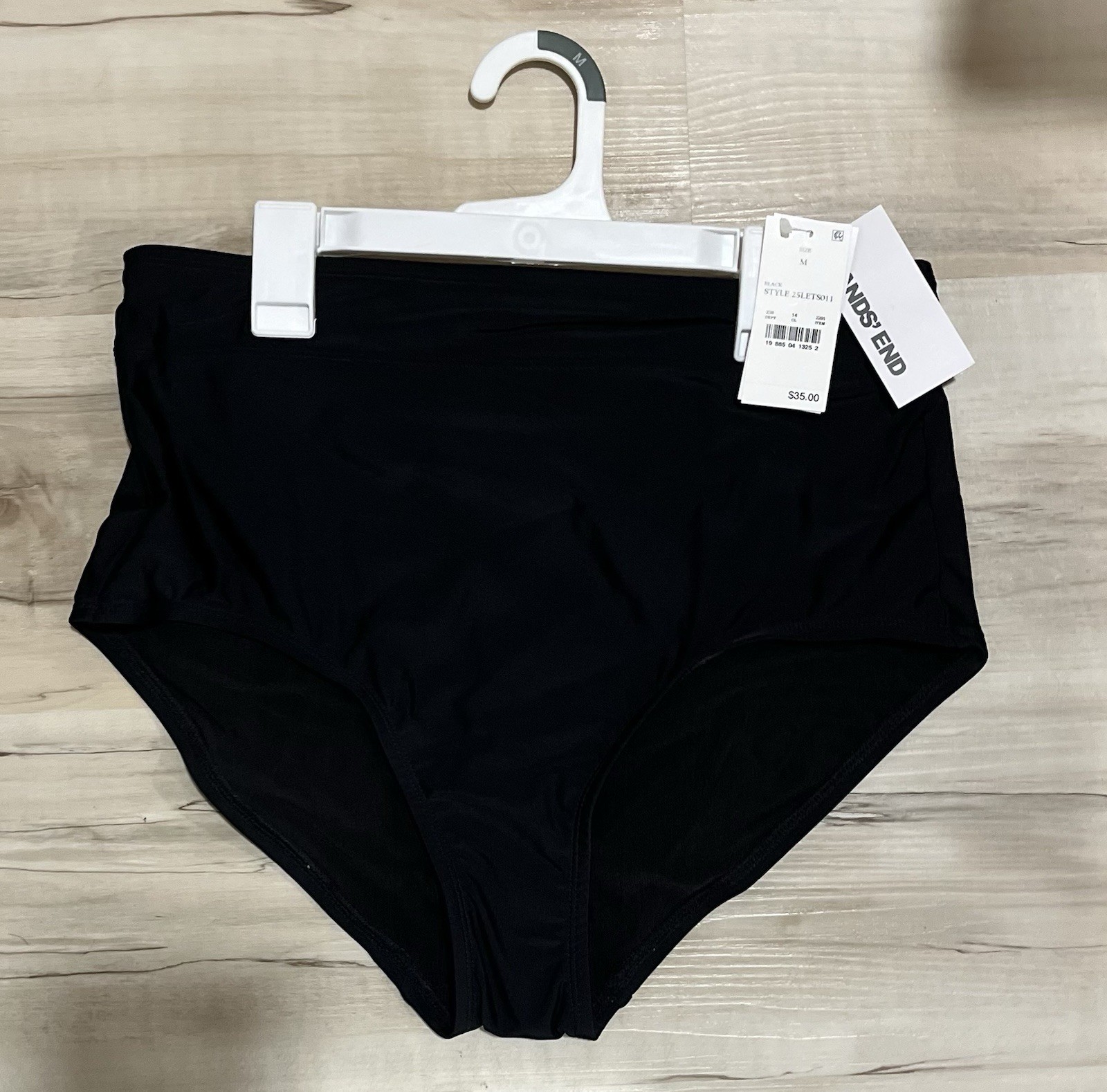 Lands’ End Women’s Black High Waist UPF 50 Swimsuit Bottom – M 10-12, New