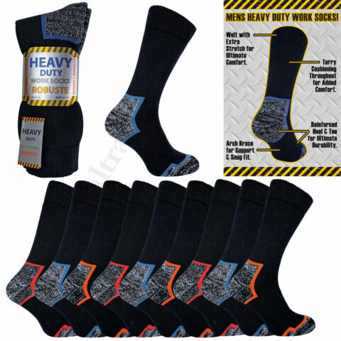 Men’s Work Socks ROBUSTE Heavy Duty Steel Toe Boot Sock Extra Thick UK 6-11