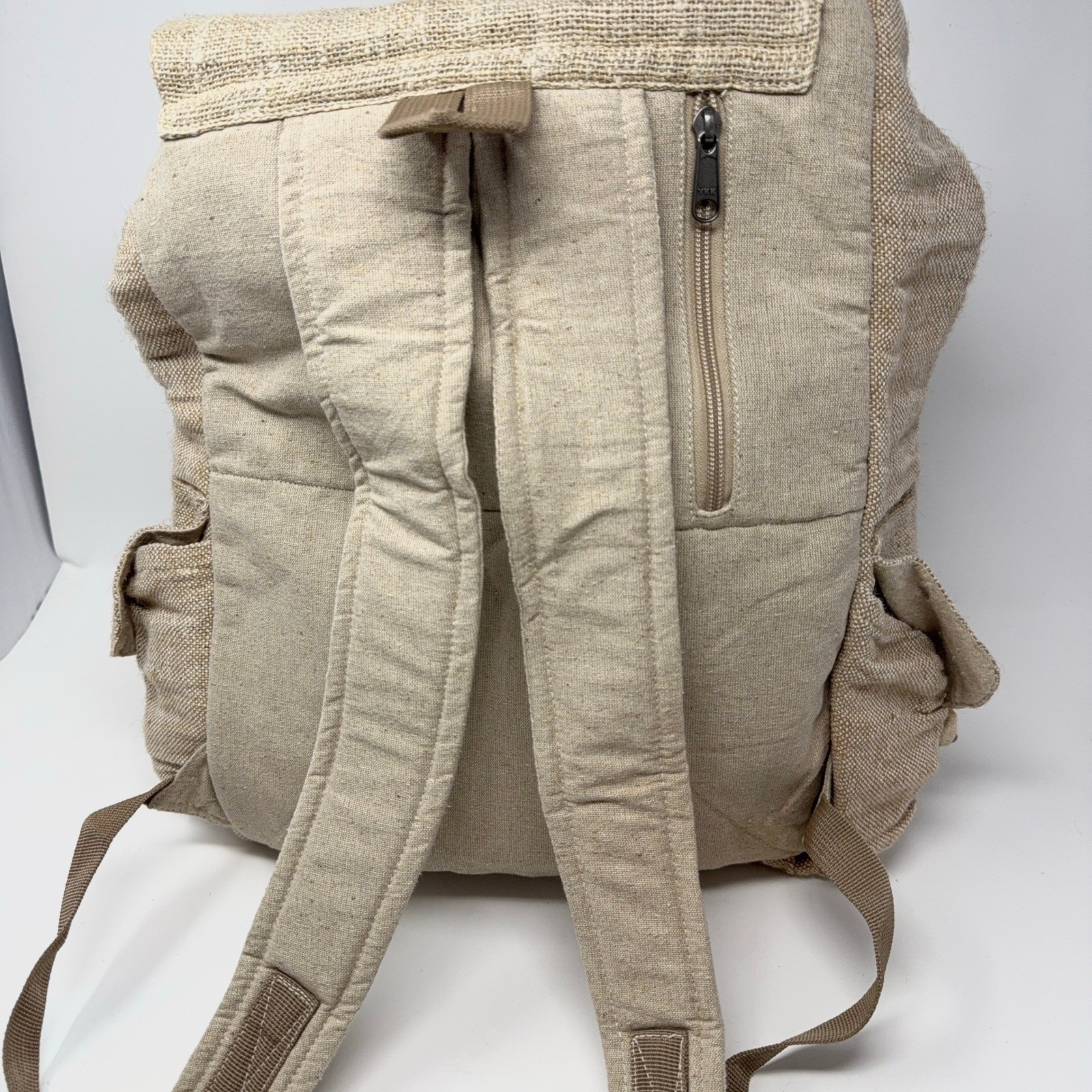 Pure Hemp Backpack Made in Nepal Beige Rucksack THC Free Day Pack Lightweight