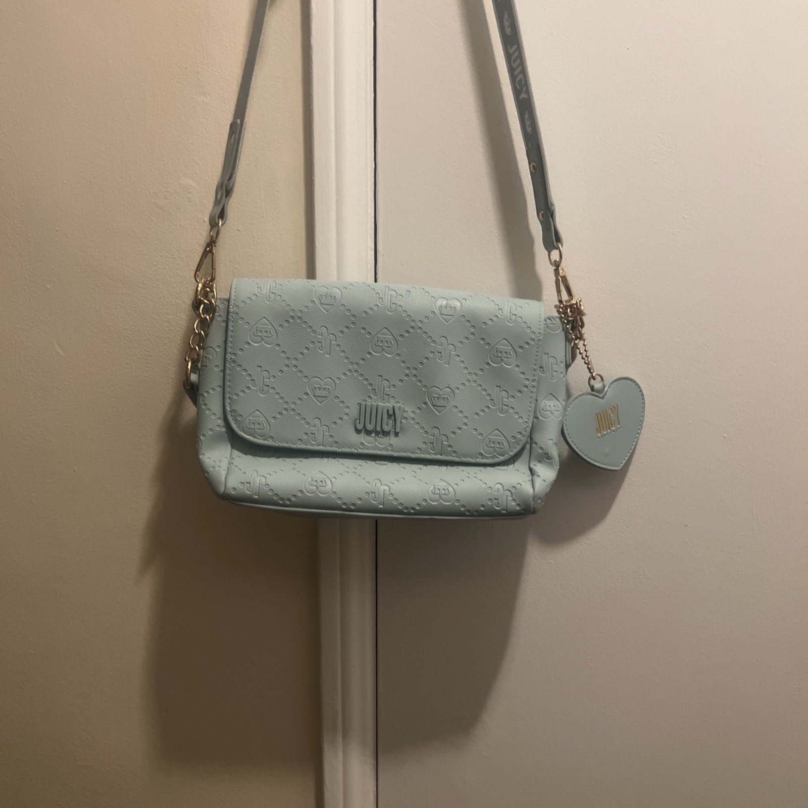 Juicy Couture Embossed Monogram Flap Crossbody Small Bag