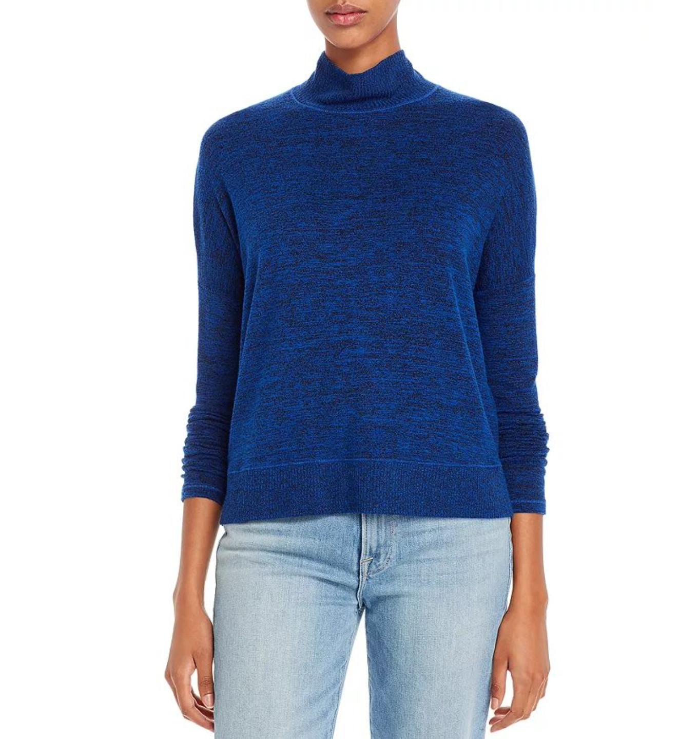 RAG & BONE JEAN WOMEN’S BLUE MARLED LONG SLEEVE SOFT JANE TURTLENECK TOP Sz M