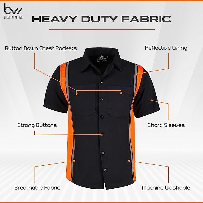 MEN’S WORK SHIRT-HEAVY DUTY MECHANICAL/INDUSTRIAL WITH REFLECTIVE SAFETY LINING