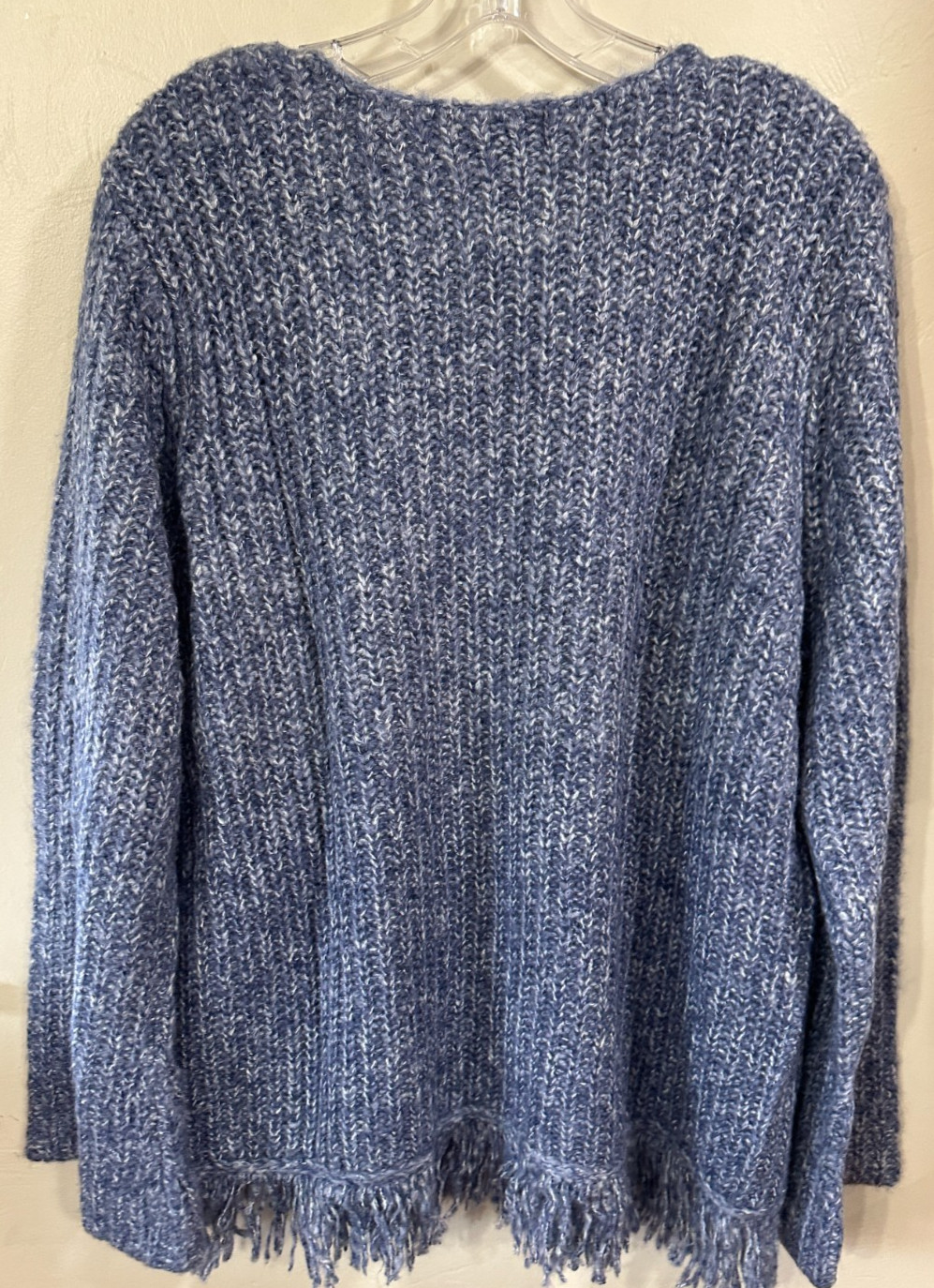 Venezia 18/20 Pullover Chunky Knit Sweater EUC Wool Blend Fringes Peekaboo