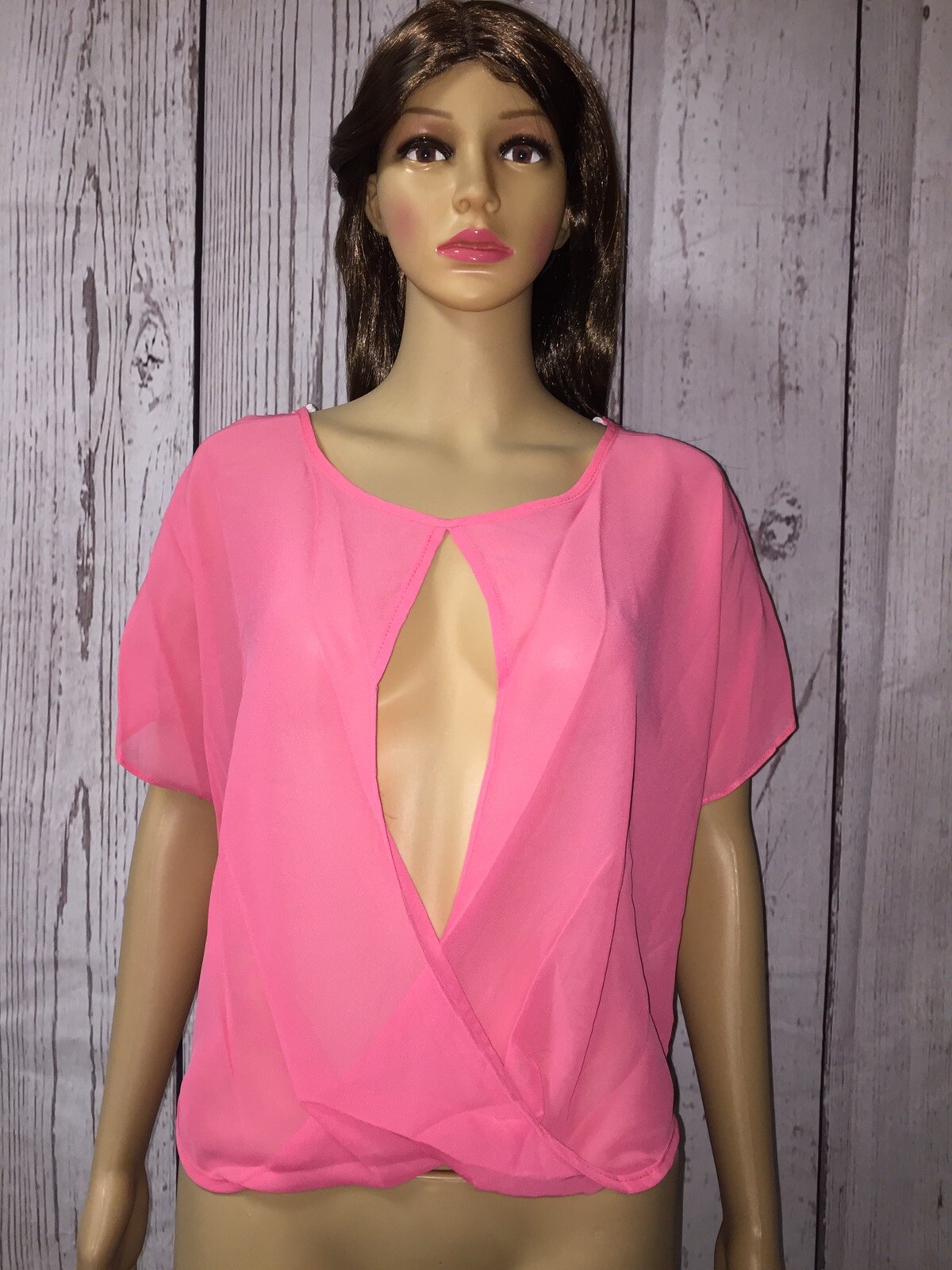 true light women’s summer sheer see though top neon Pink size options