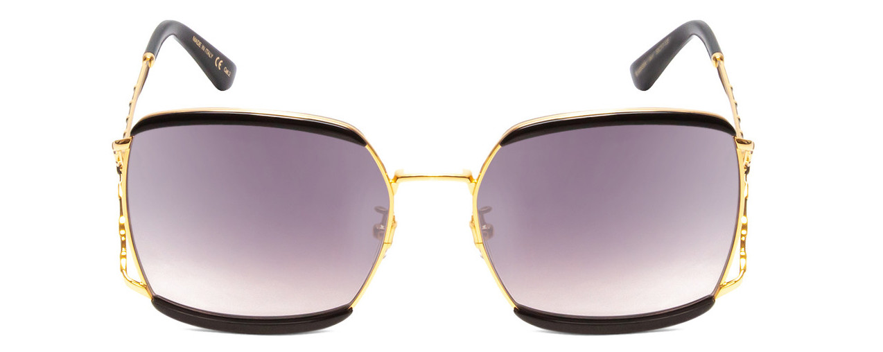 Gucci GG0593SK 001 59mm Oversized Square Sunglasses in Black/Gold and Gray Lens