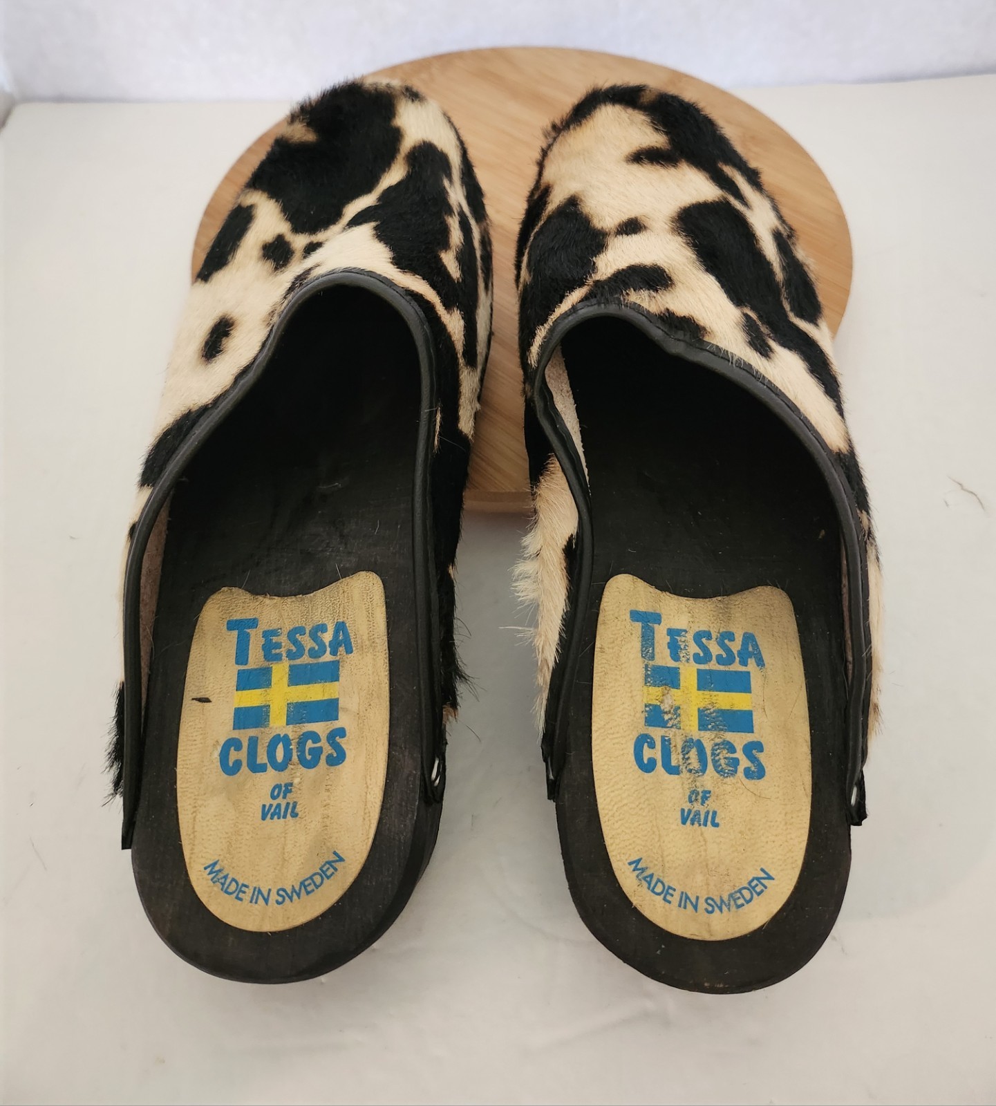 Women’s Tessa Clogs Of Vail Cowhide Cow Print Shoes Size EU 40 US 9/ 9.5 Sweden