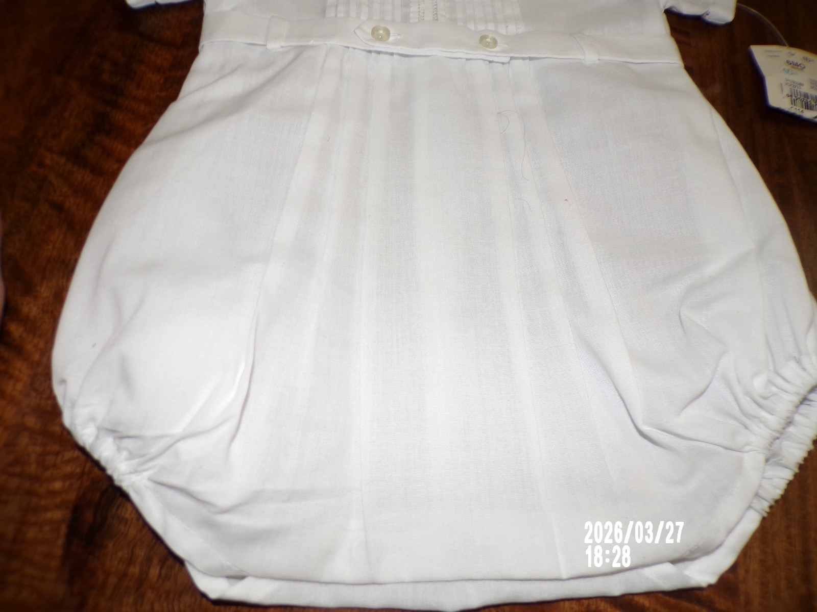 NWT Feltman Bros Baby Boy Romper Pintucked Creeper Baptism Christening 6M, White
