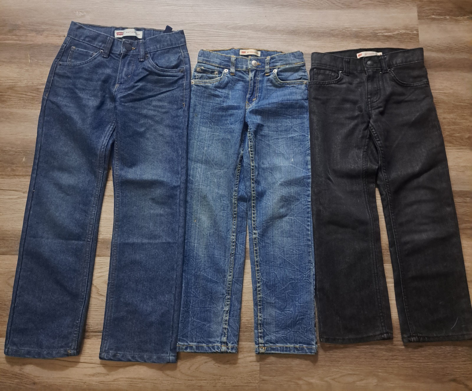 EXC Lot 3 Boys Levi’s Smooth Feel Blue & Black Denim Jeans Sz 7/8