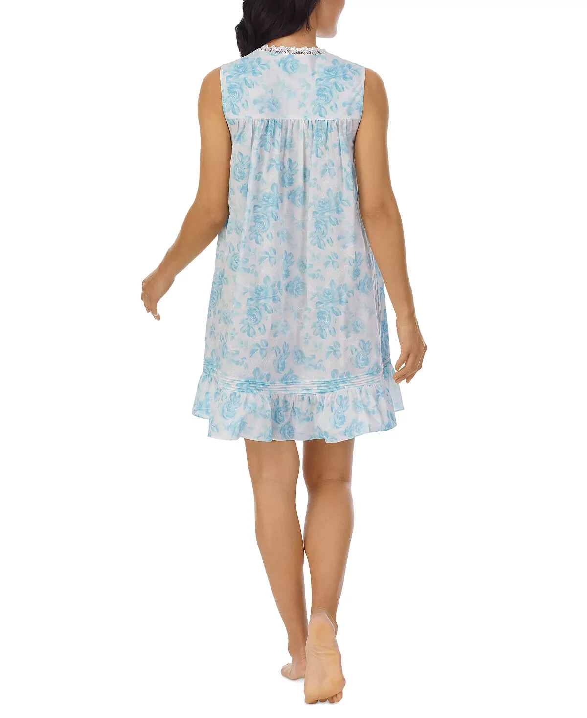 *SALE* Nwt $70 Eileen West White/Aqua 100% COTTON LAWN 36″ Nightgown Chemise XL