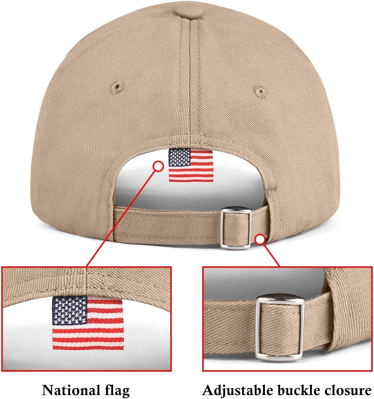 3 Pack American Flag Baseball Cap Unisex,Low One Size, Black＆grey＆khaki