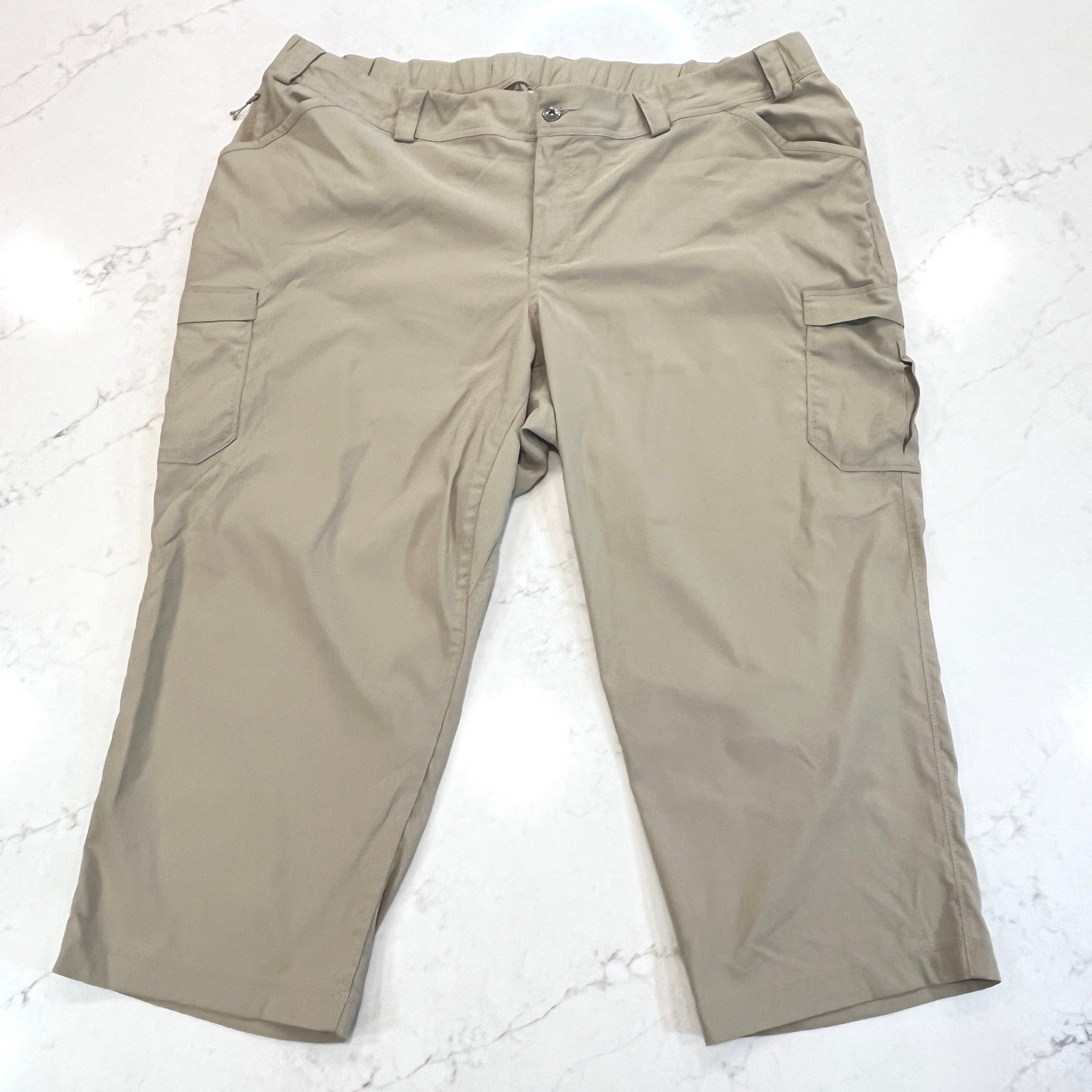 Duluth Trading Co Dry on the Fly Capris Women 22W Tan Cargo Gorpcore Outdoor