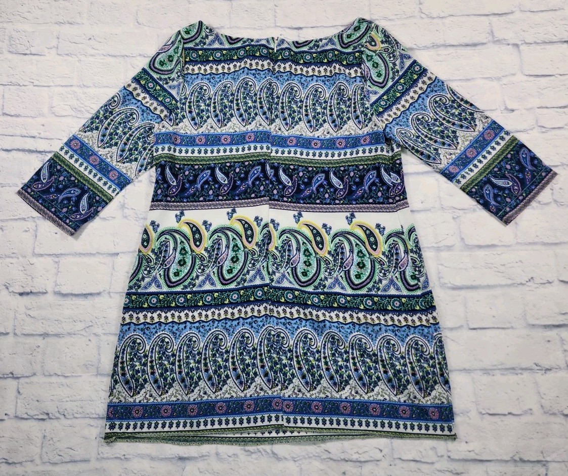 Old Navy WOMENS SIZE L Dress Blue Paisley Zip Casual Party Cocktail