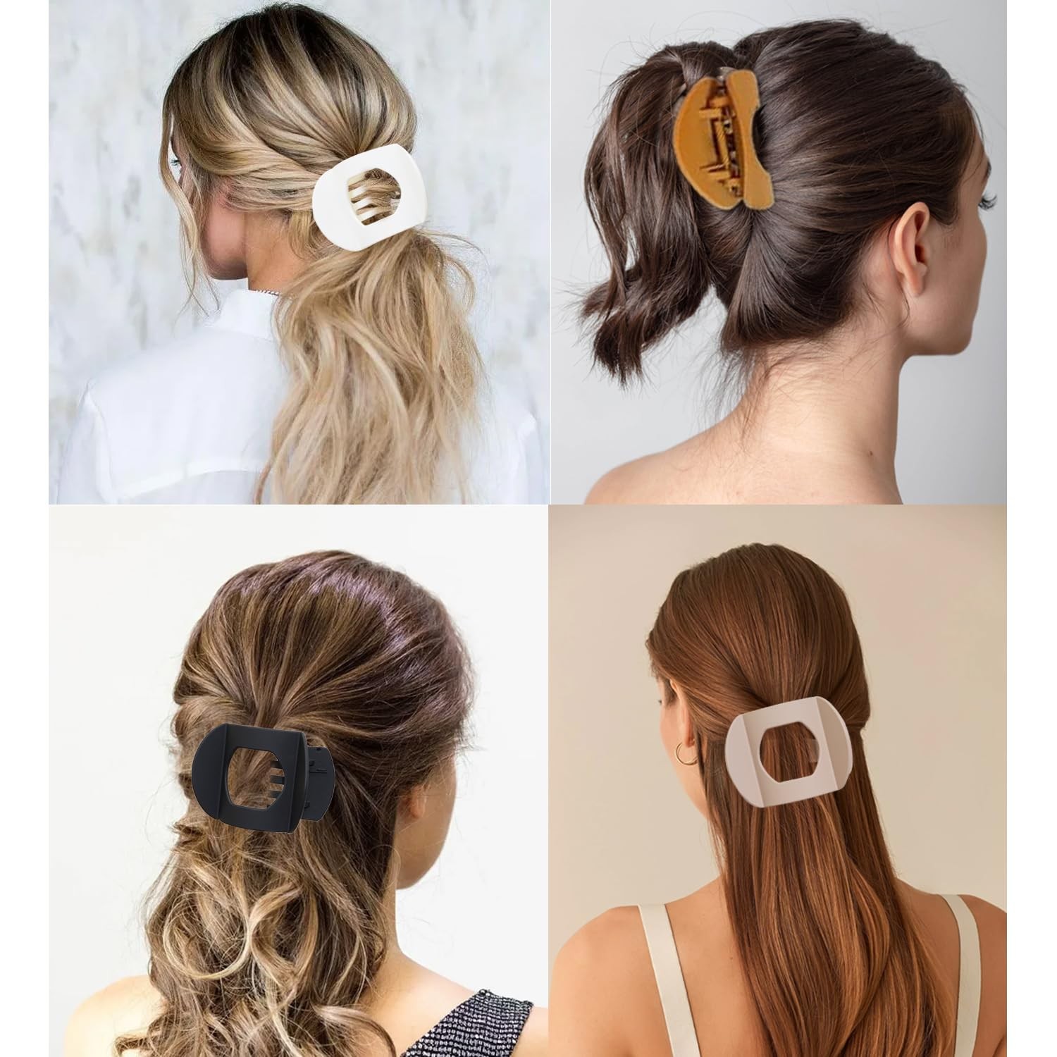 6 PCS Flat Hair Clips for Women, Ergonomic Curved 1 Count (Pack of 6), Beige