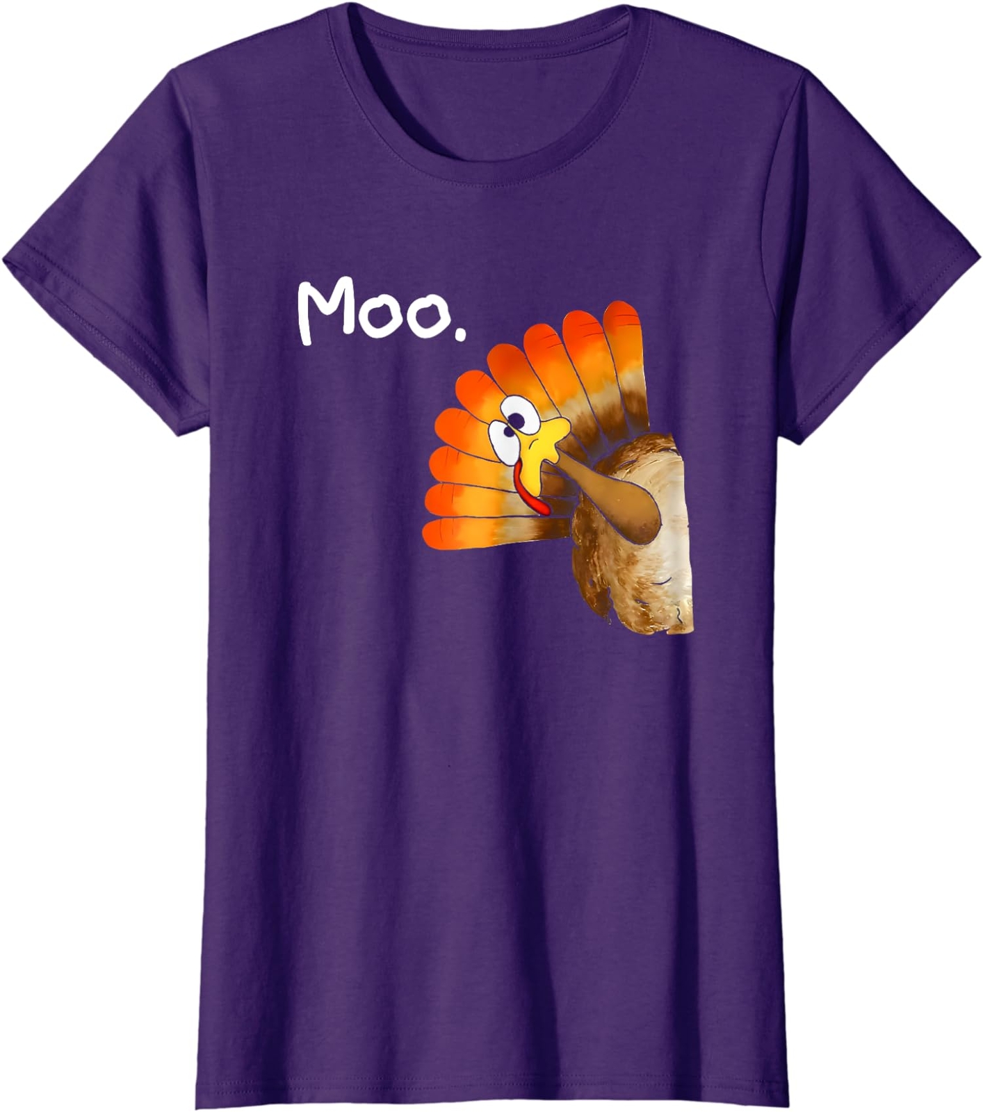 Funny Fun Thanksgiving Turkey Moo I’m A Cow Ladies’ Crewneck T-Shirt