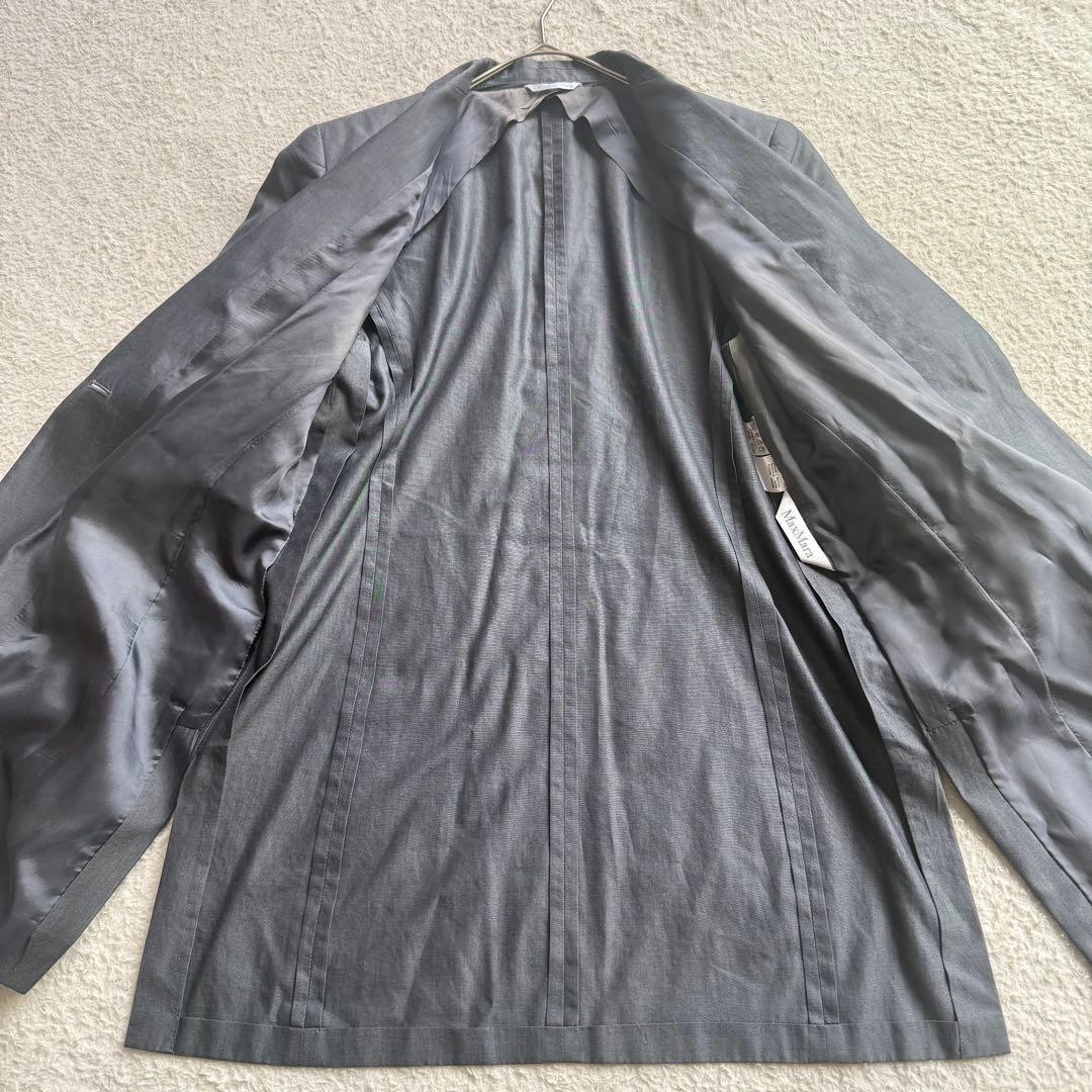 Max Mara Long Tailored Jacket, Women’s, Cotton, Gray, Size S