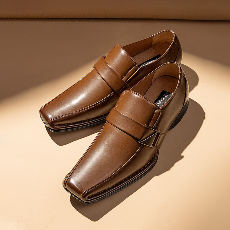 Men Dress Shoes Oxford Faux Leather Slip On Business Square Toe Loafer Shoes