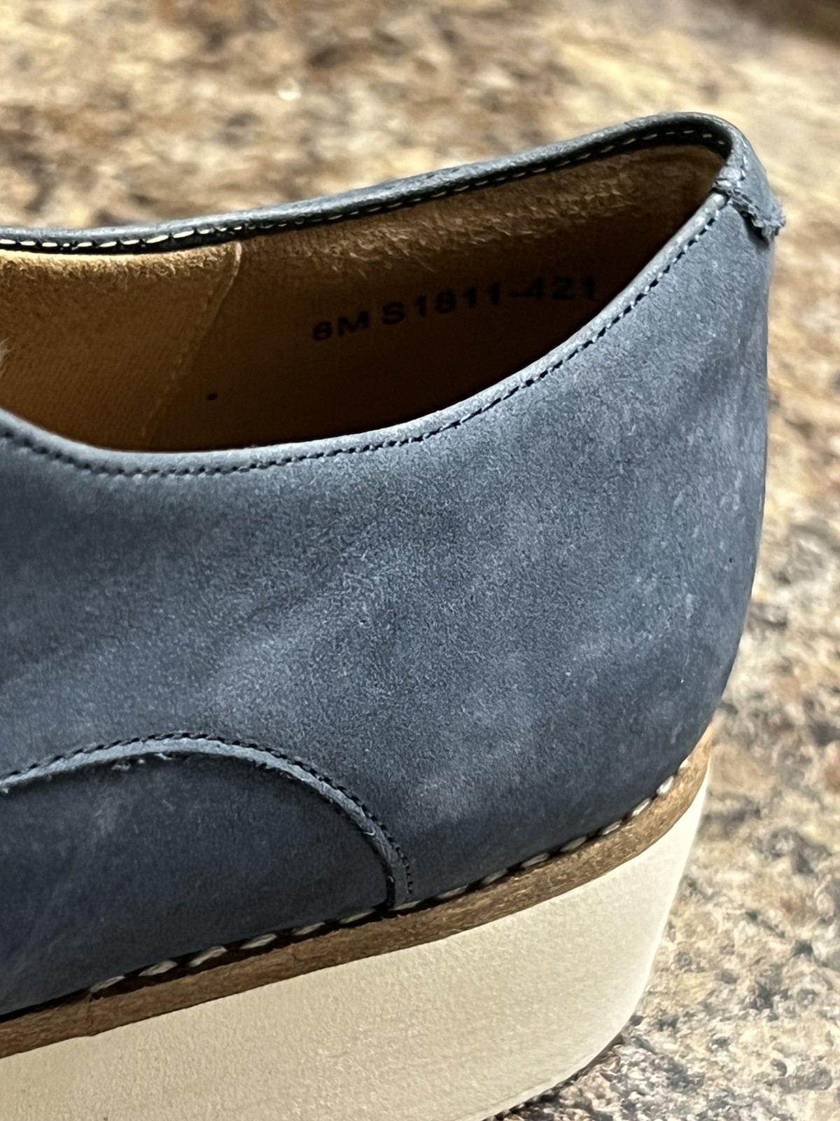 Softwalk Willis Blue Nubuck Leather Wedge Oxford Lightweight Shoes Womens 8
