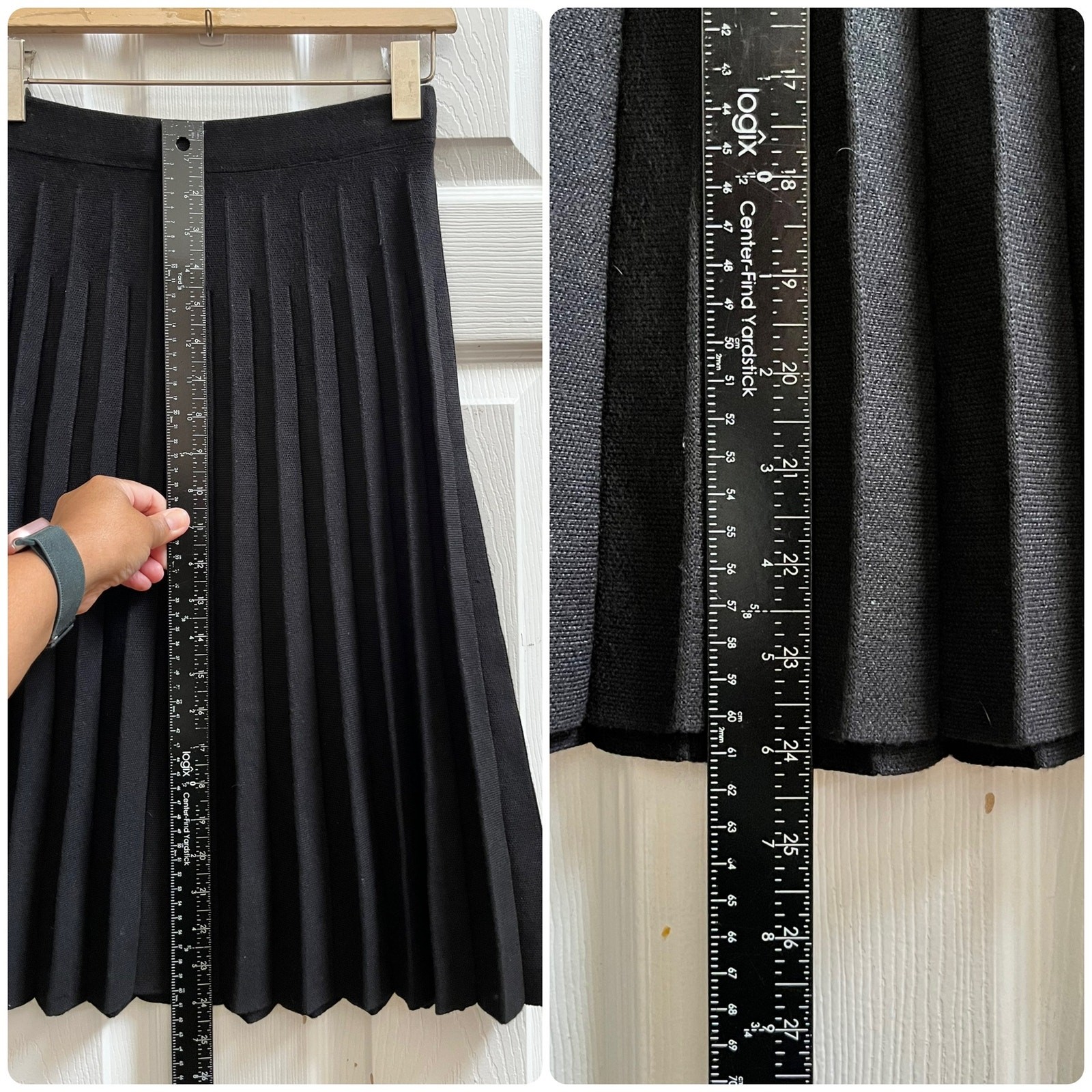 Udel New York Black Knit Elastic Waistband Pleated A Line Skirt Size XS