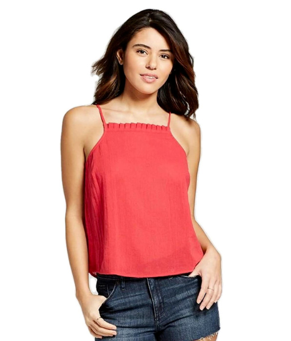 Universal Thread Sz XXL Ruffle Trim Square Neck Tank Top Red — Women’s Junior’s