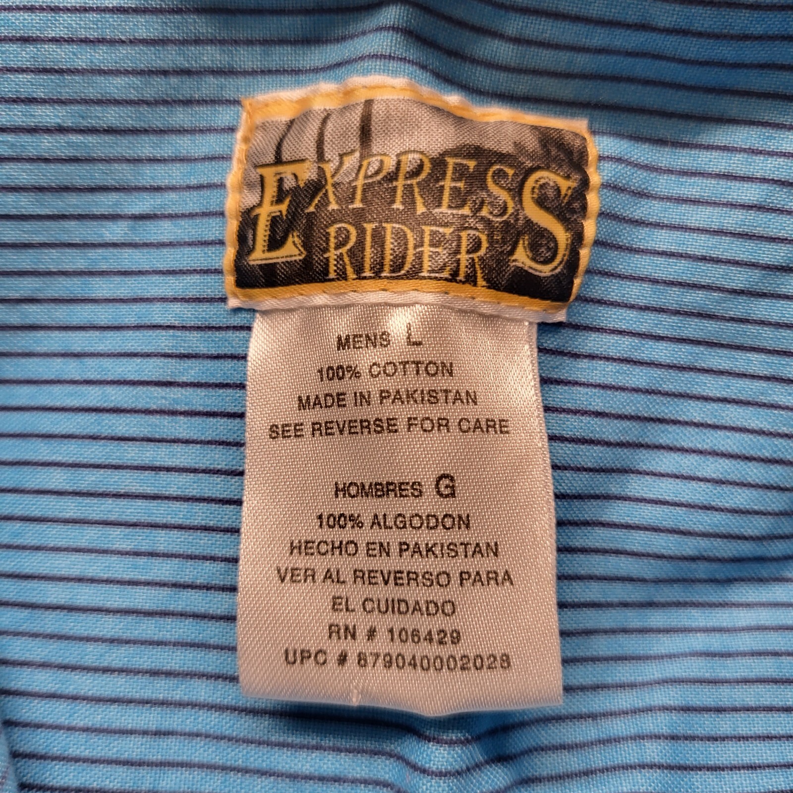 VTG Express Rider Pearl Snap Shirt Mens Large Blue Aztec 90s Western USA Cowboy