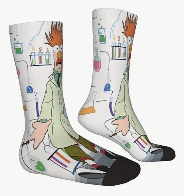 Dr Bunsen & Beaker Muppets Character Novelty Socks L One Size Unisex