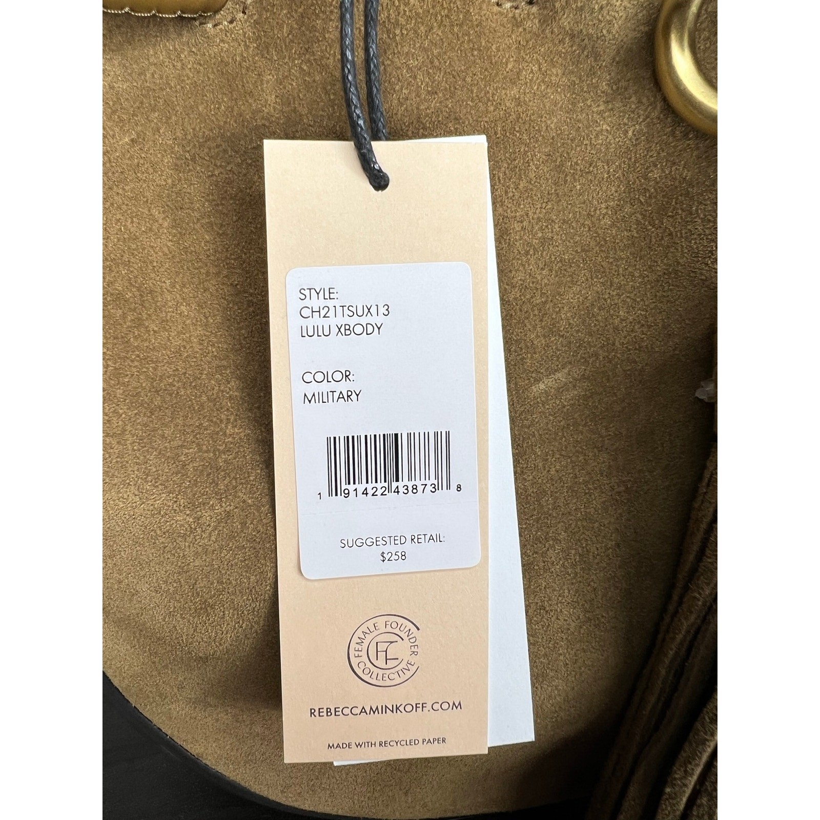 NWT Rebecca Minkoff Lulu Suede Leather Crossbody Bucket Bag Tassel – Military