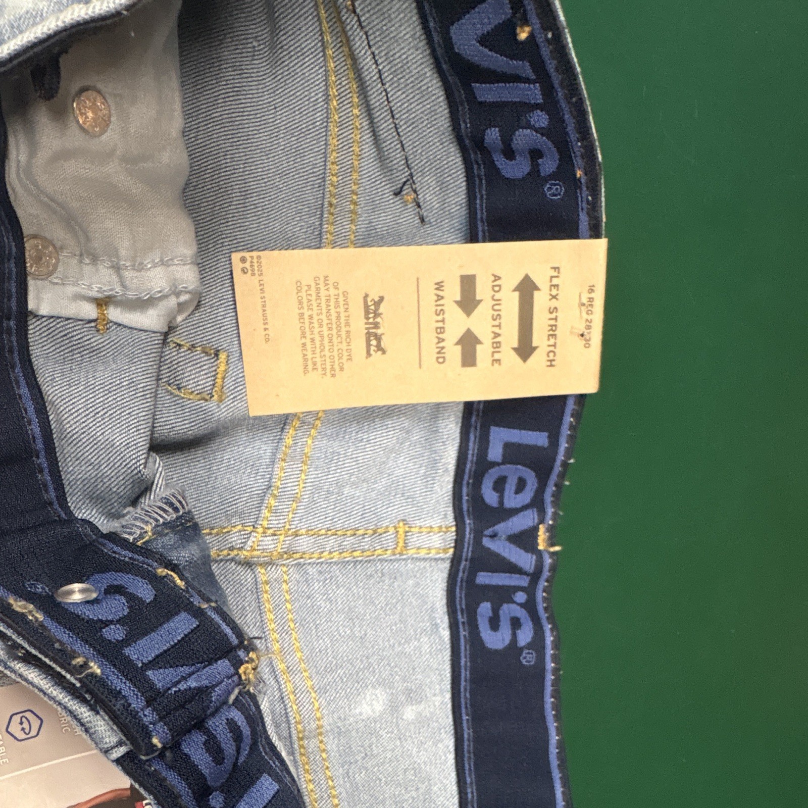 Levi’s Boys 502 Regular Taper Stretch Jeans Light Blue 16 28×30 Adj Waist