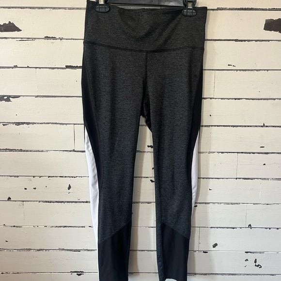 Xersion Gray and Black Leggings with White Side Panels