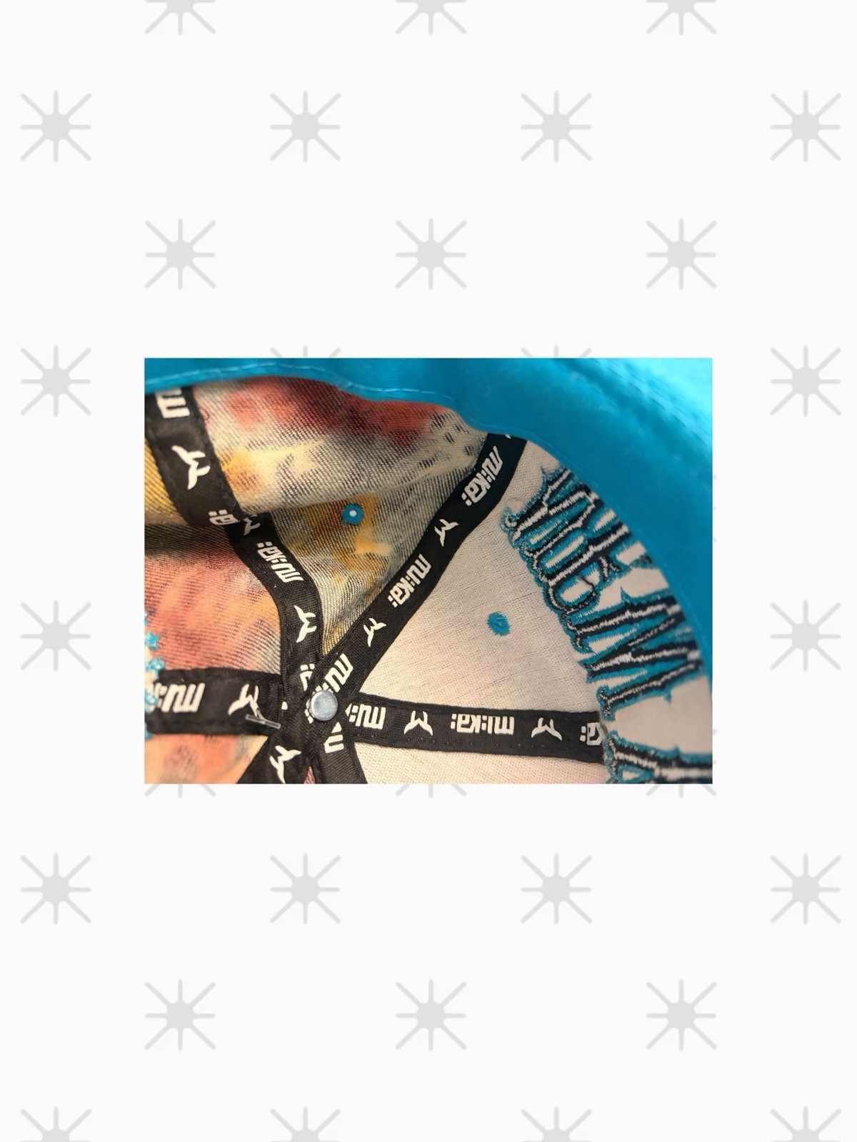Muka New York Snapback Hat Tie Dye Cork Brim Blue Black Streetwear Cap NWOT