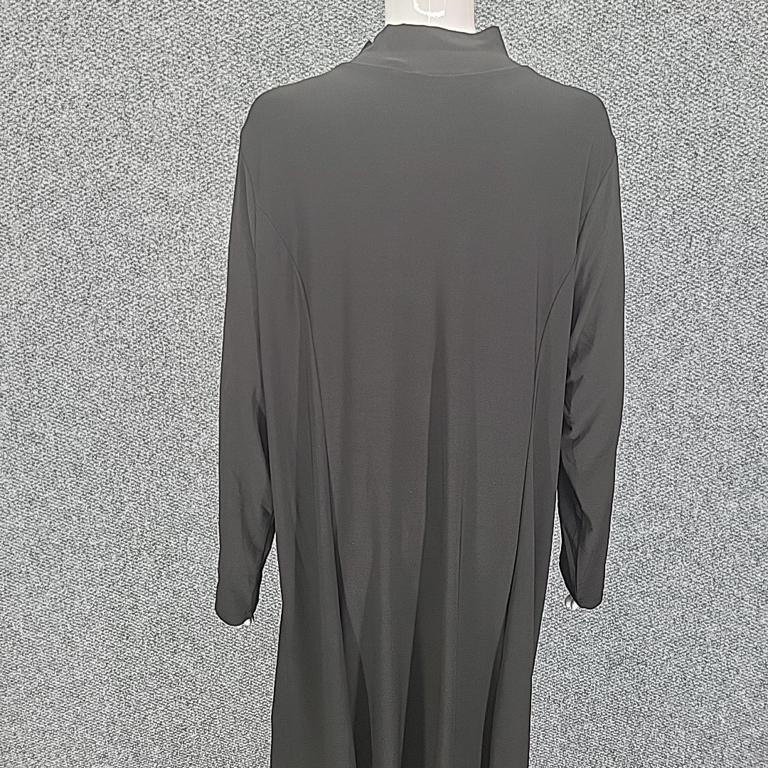Dennis Basso Womens Dress 2X Plus Size Black Mock Neck w Buttons Detail Dress