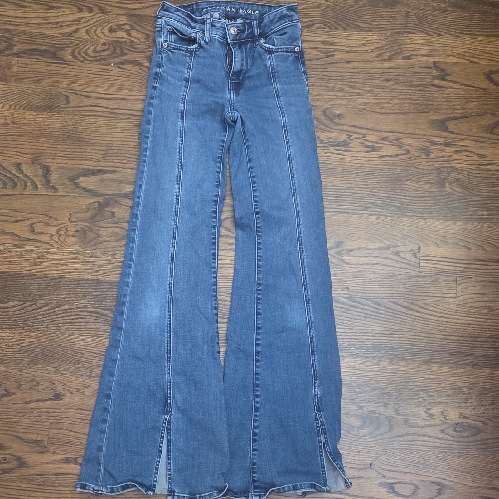 American Eagle Outfitters Next Level Stretch High Rise Flare Jeans 00 Blue