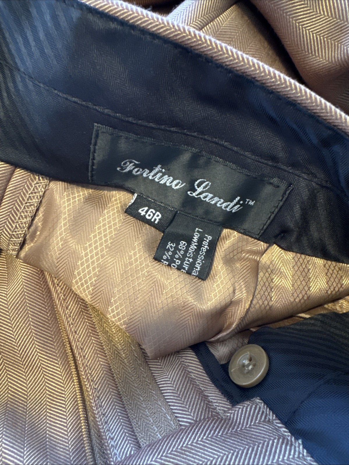 Fortino Landi 3PC Men’s Double Button Vested Fashion Suit Brown Tan 52R/46W NWT