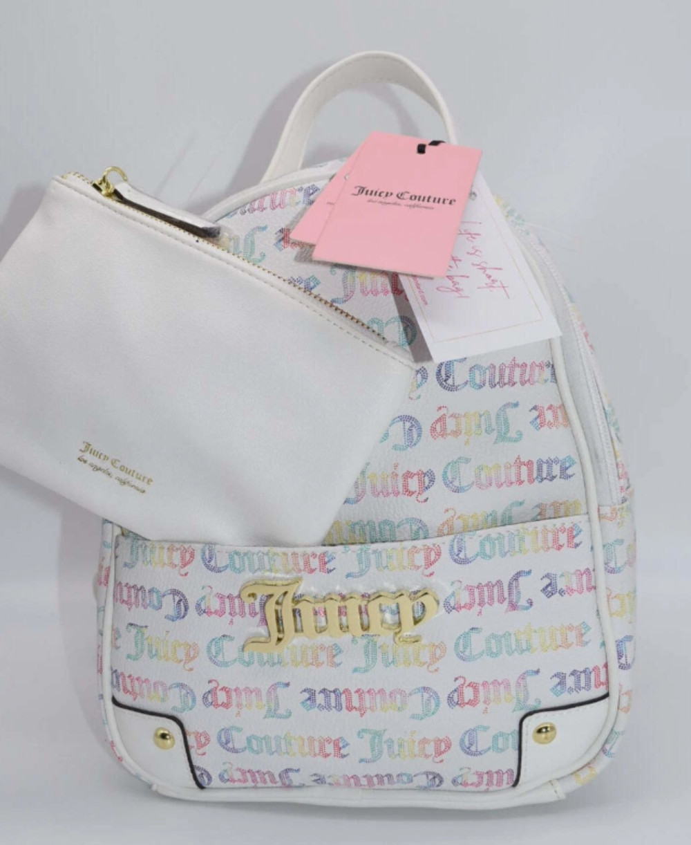 Juicy Couture Pullout Pouch Backpack in Multi-White