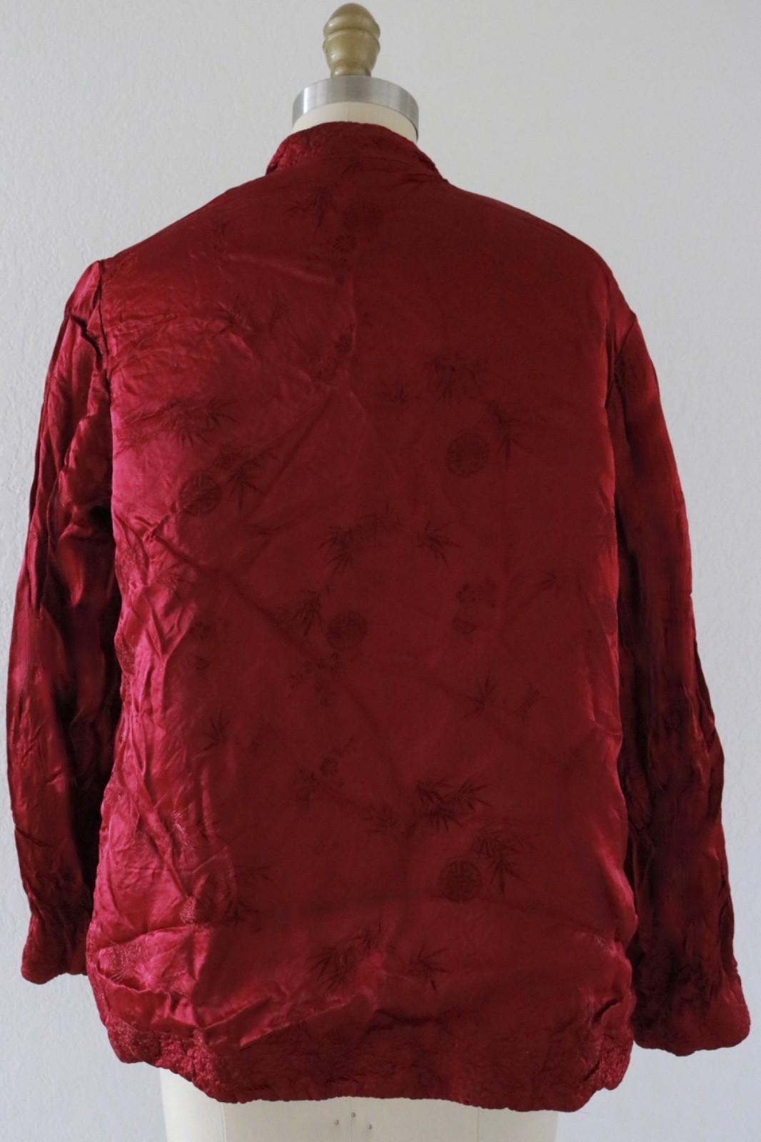 Vintage Reversible Satin Pink & Burgundy Chinoiserie Floral Chinese Jacket READ