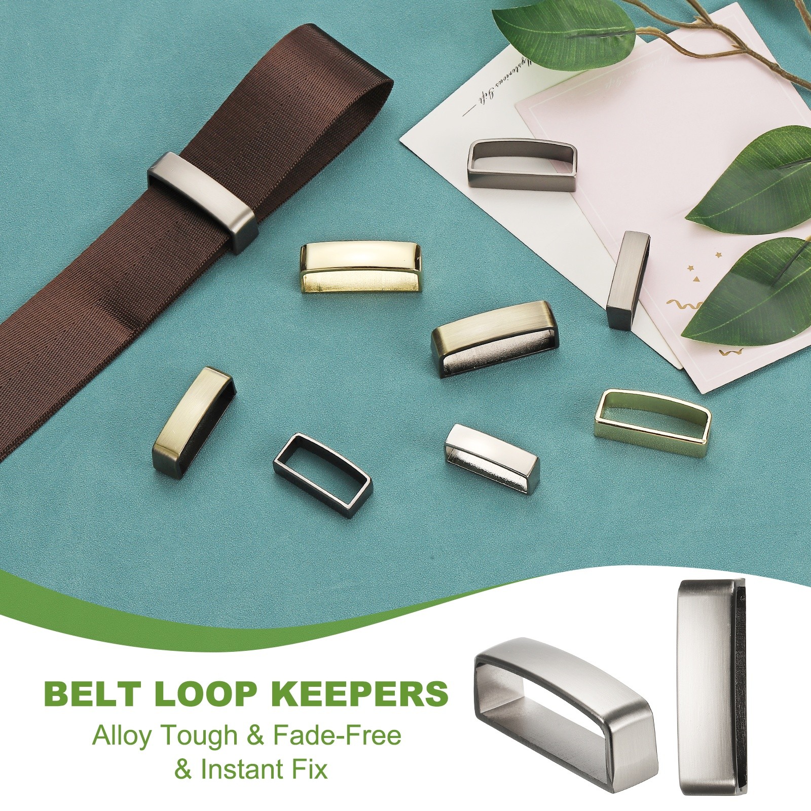 4pcs 40mm alloy belt loops for men, silver gray