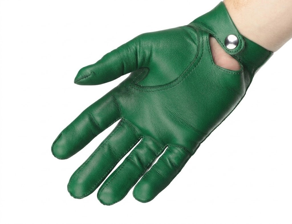 Mens leather gloves without lining – classic gloves with popper wrist fastener,