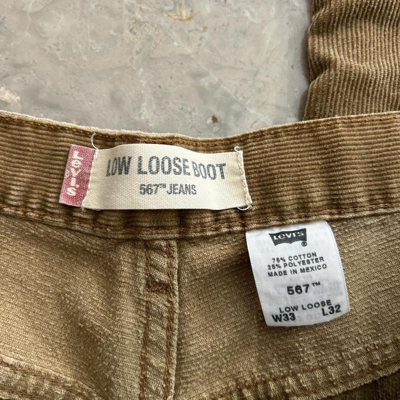Vintage 2003 Levi’s 567 Low Loose Boot Corduroy Pants W33 Fits 35×31