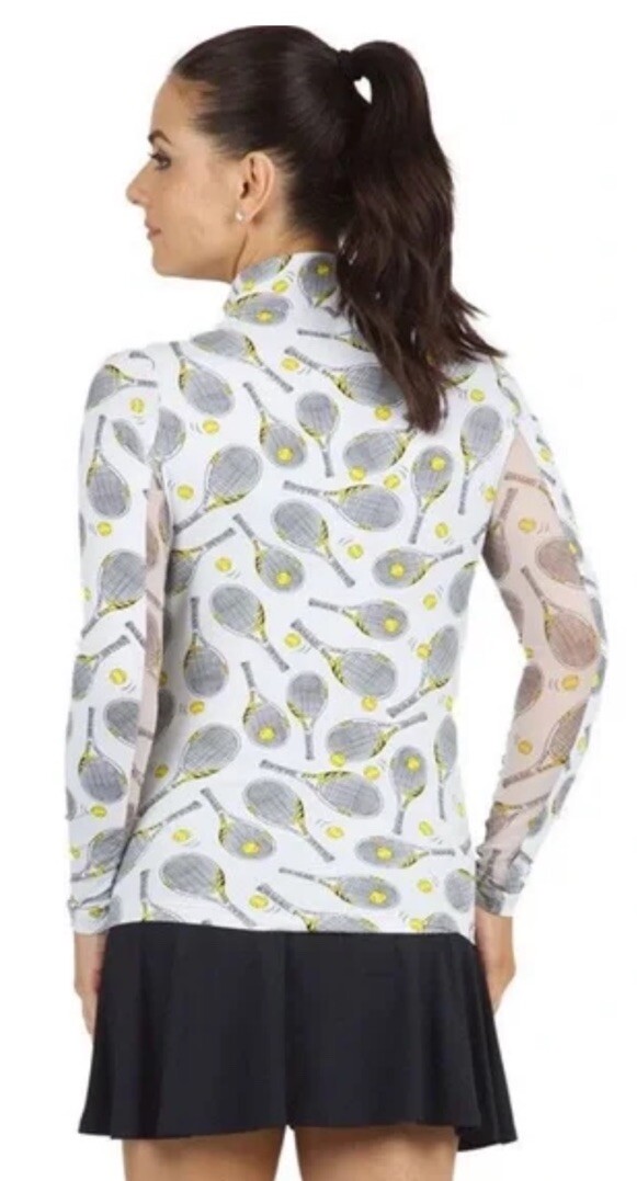 NWT IBKUL Golf Tennis Print 1/4 Zip Pullover Top XS S M L XL White Longsleeve I4