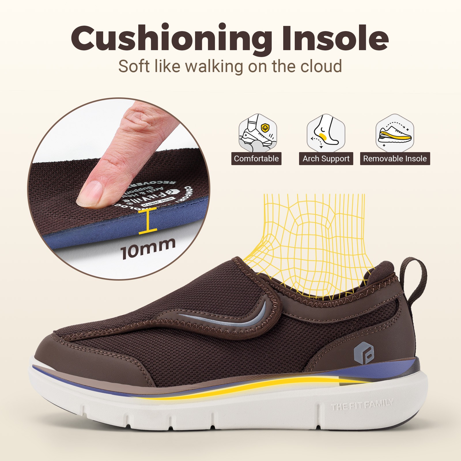 FitVille Diabetic Shoes for Men Wide Width for Swollen Feet Comfort Adjustable