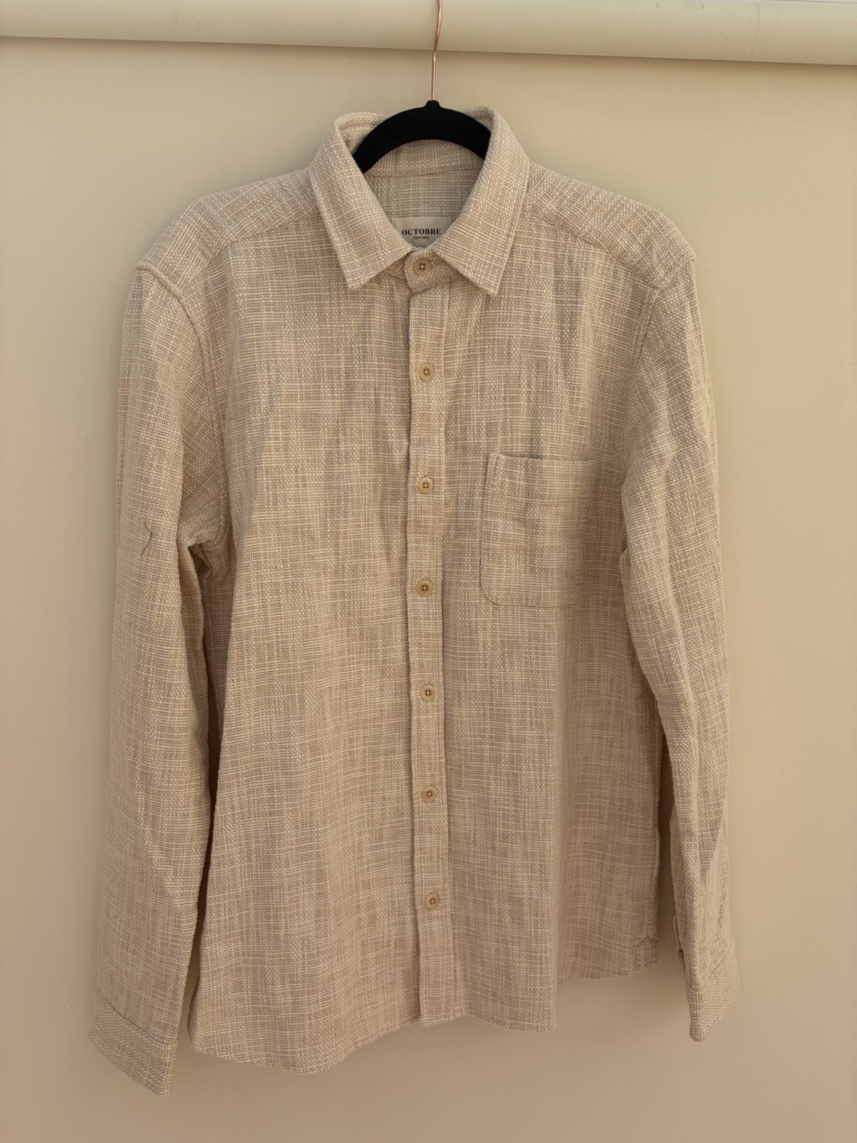 BNWT Men’s OCTOBRE EDITIONS Naturel Cream Lars Textured Shirt Size M RRP £125