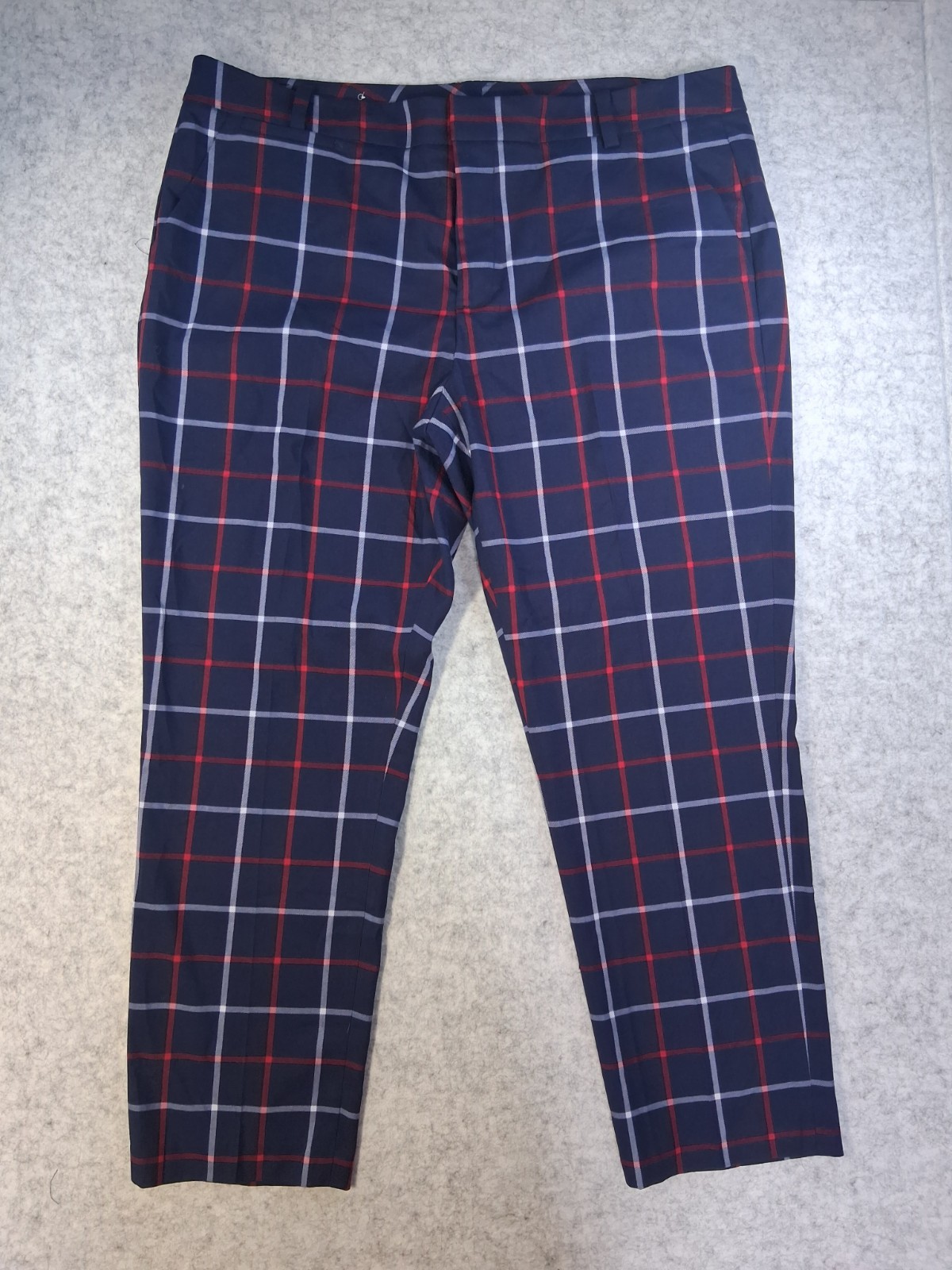 Tommy Hilfiger Madison Stretch Slim Women 16 Pants Navy Plaid Ankle Career 38×27
