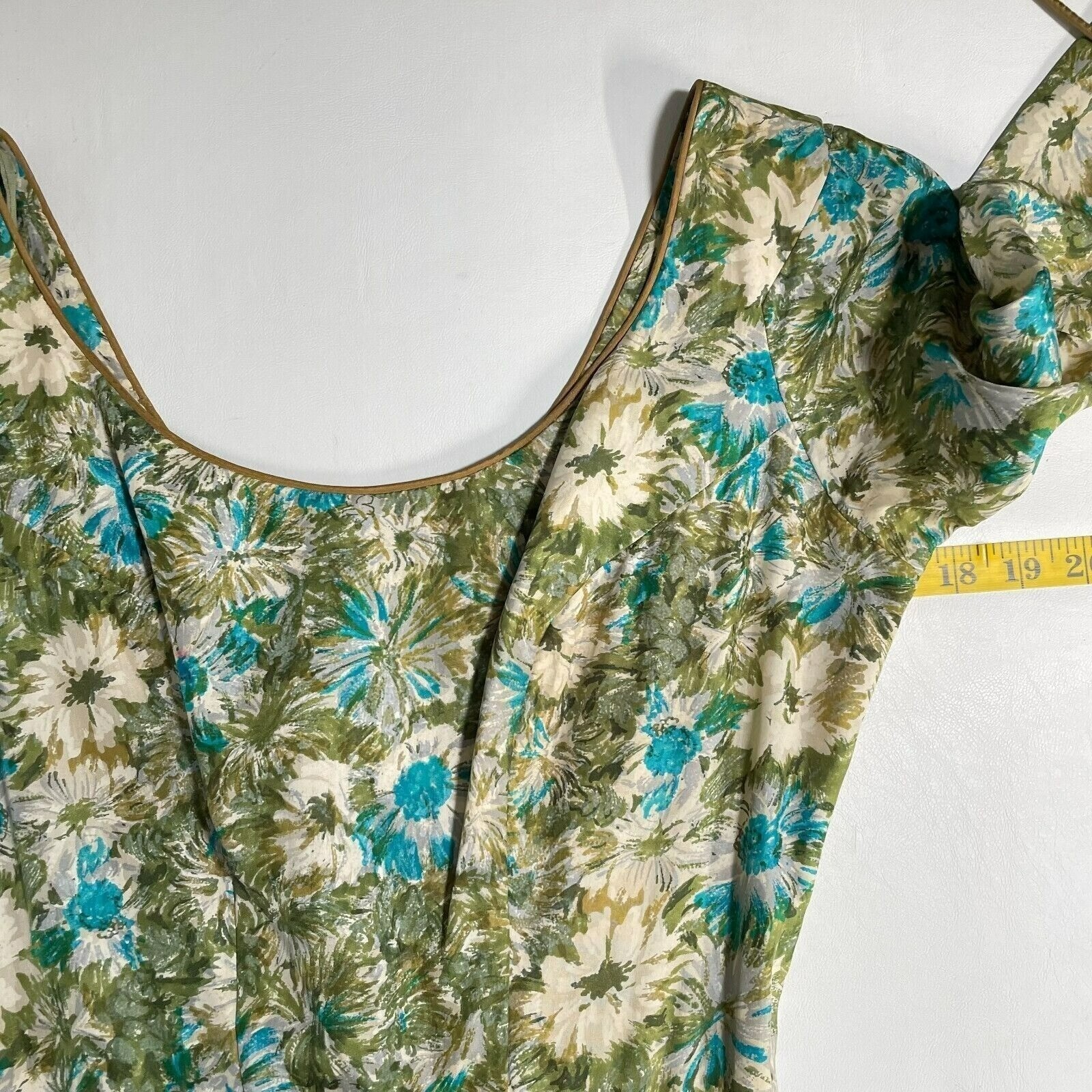 Dance Time by Phyllis Vintage Dress Womens XS/S Green Floral 1950’s Full Sweep