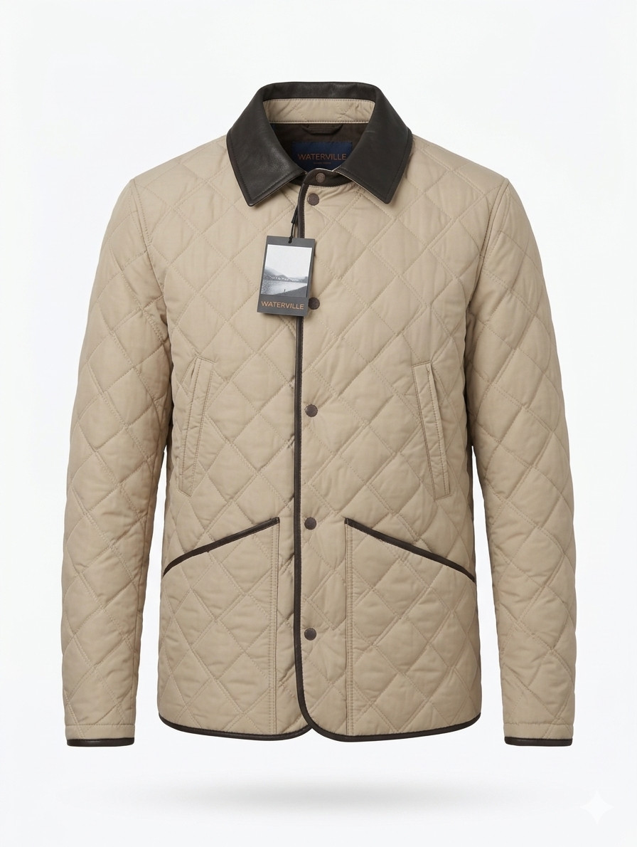 Waterville Italy Colin Beige Quilted Jacket Regular Fit Full Button XL (EU 54)